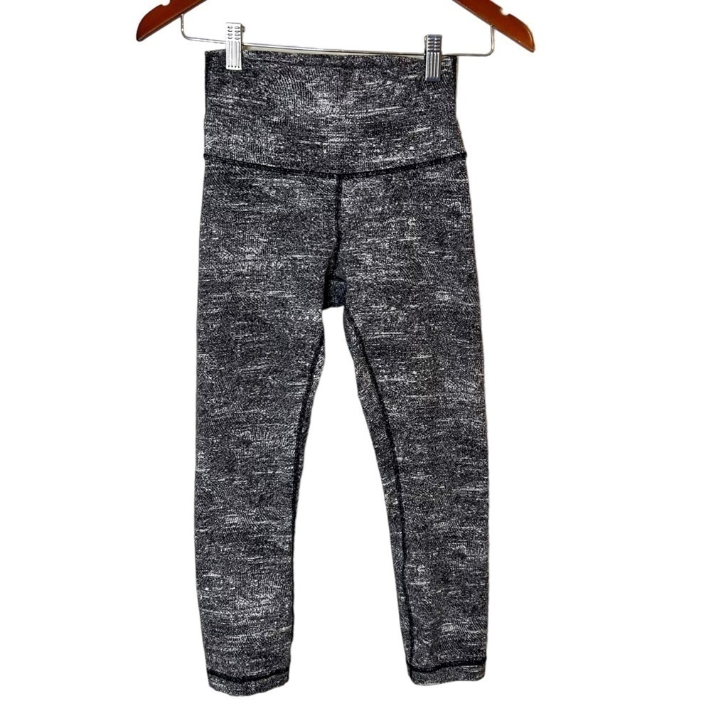 Lululemon Wunder Under Crop (Hi-Rise) *21" Rush Jacquard Black White - Picture 6 of 15